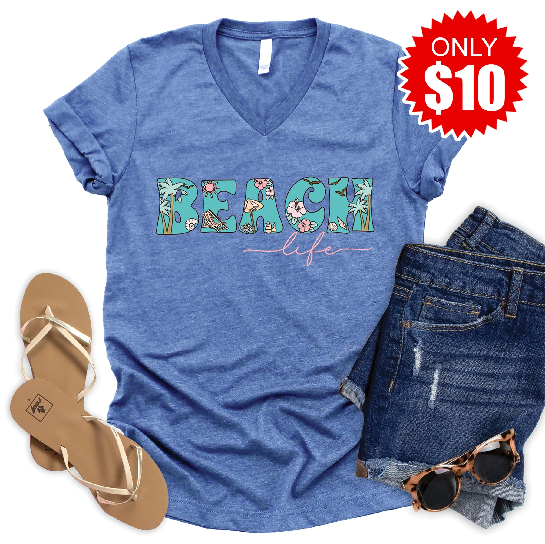 Beach Life V-Neck - 10