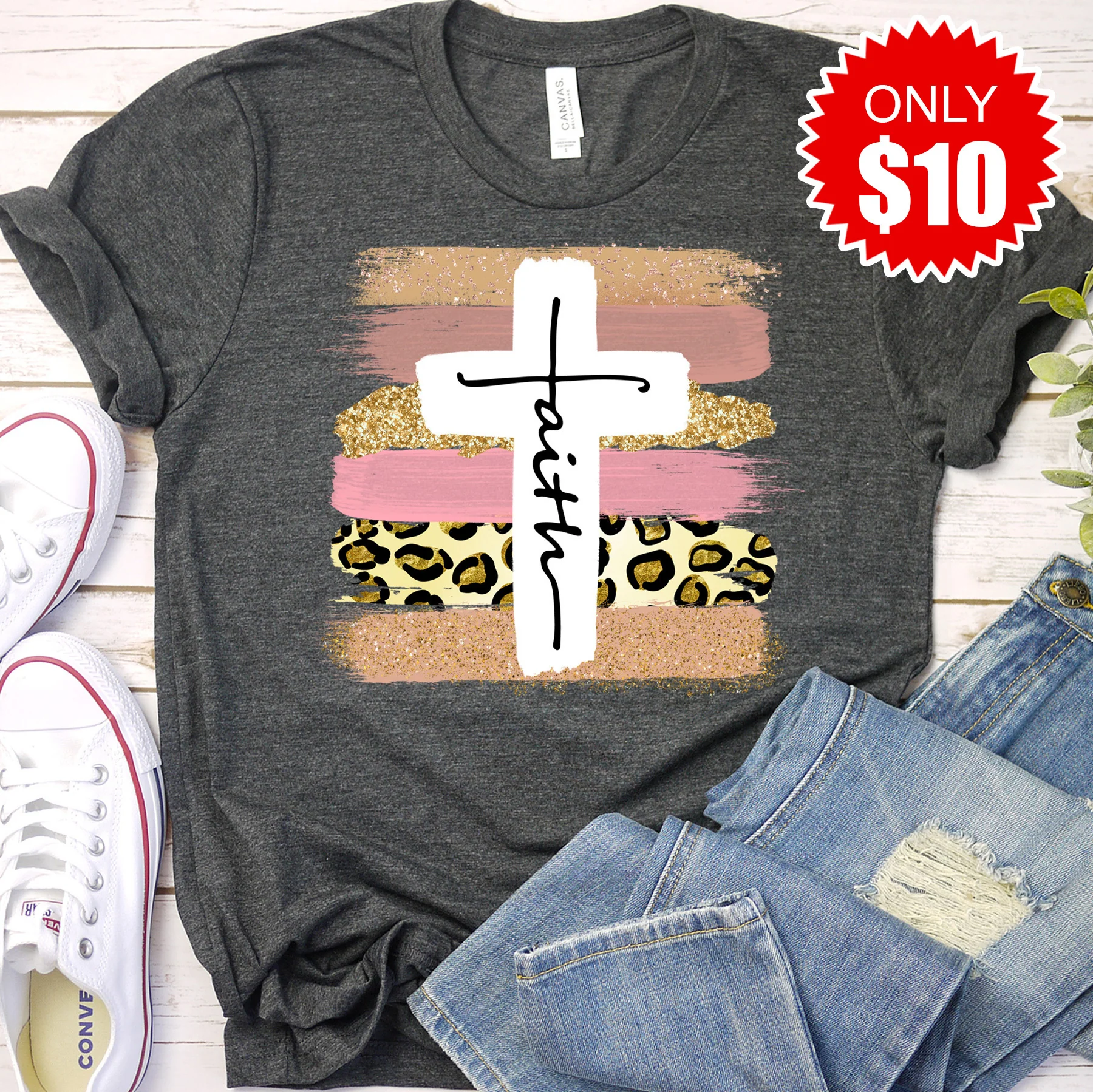 Faith Cross Paint Swipe Tee - 10