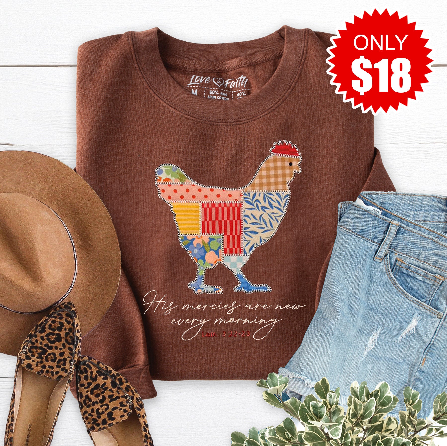 Chicken Patchwork Embellished Crewneck Sweatshirt - 18