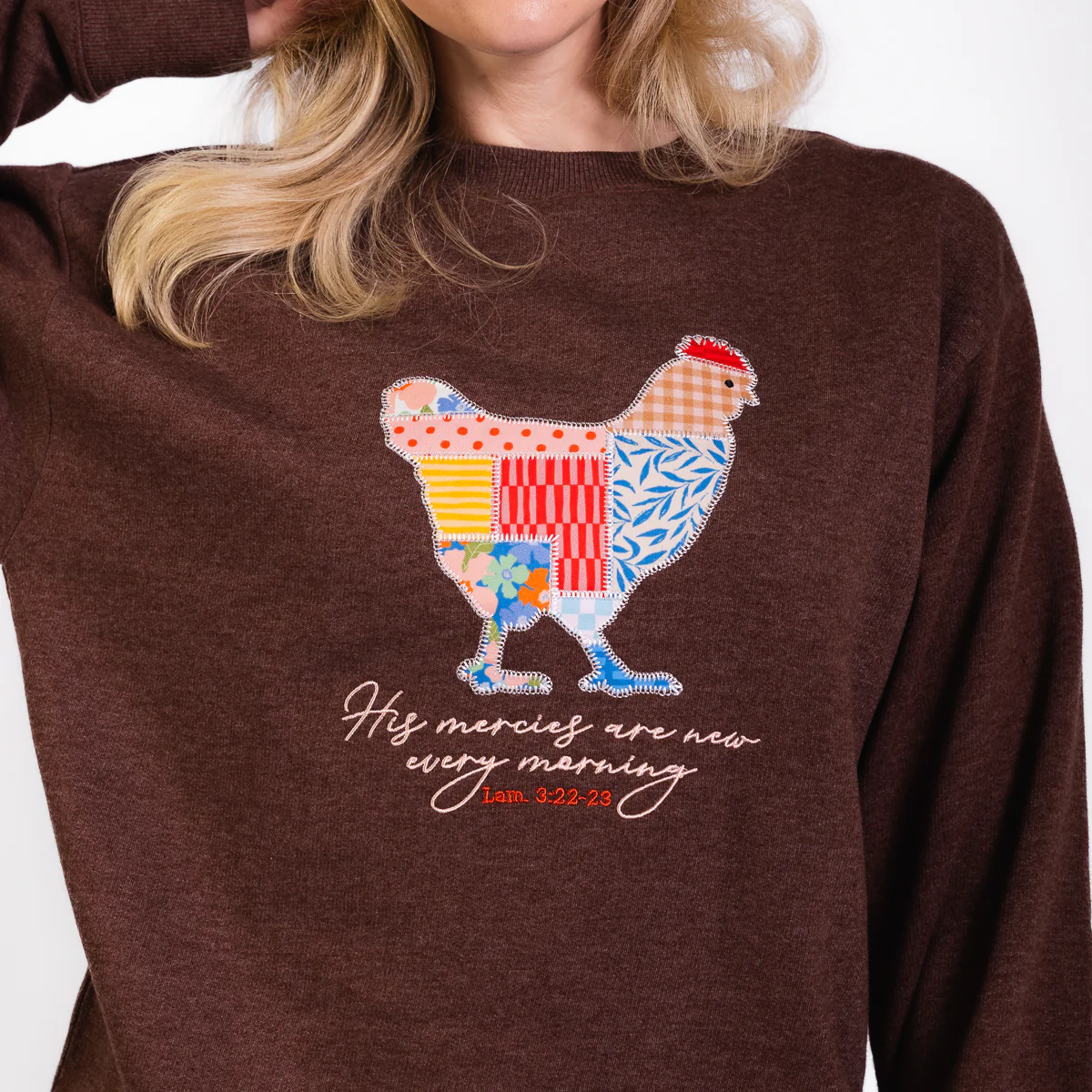 Chicken Patchwork Embellished Crewneck Sweatshirt - Image 3