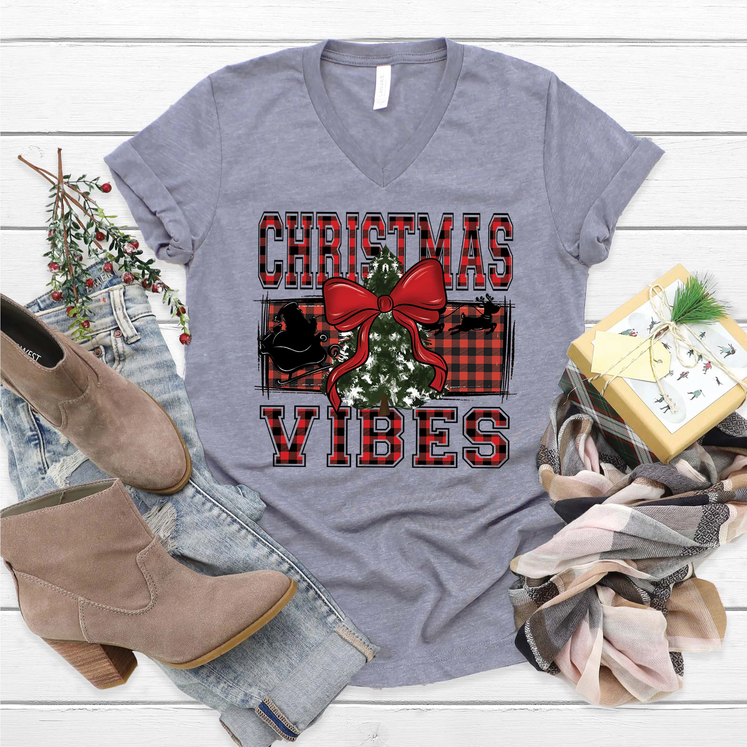 Christmas Vibes V-Neck - Image 2