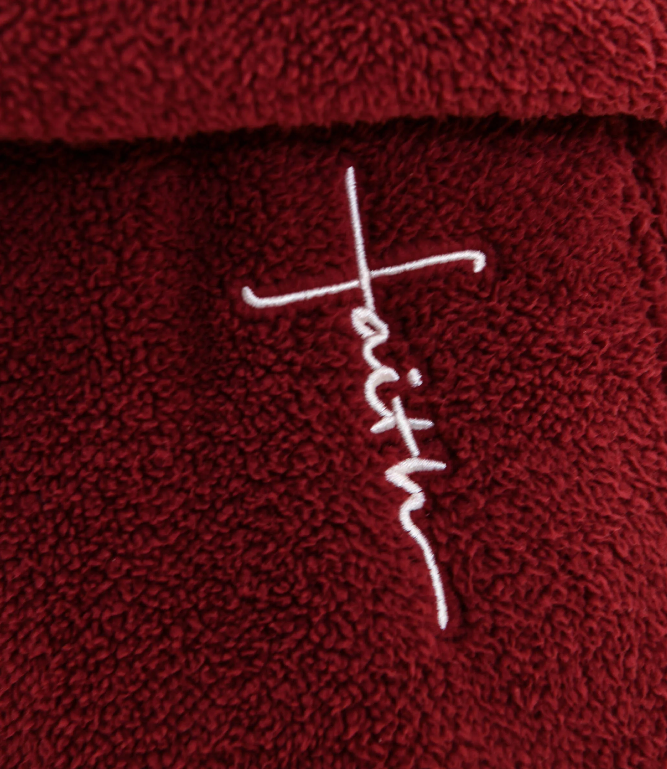 Crimson Faith Cross Cozy Sherpa Fleece Half Zip Pullover & Sweatpants Bundle - Image 4