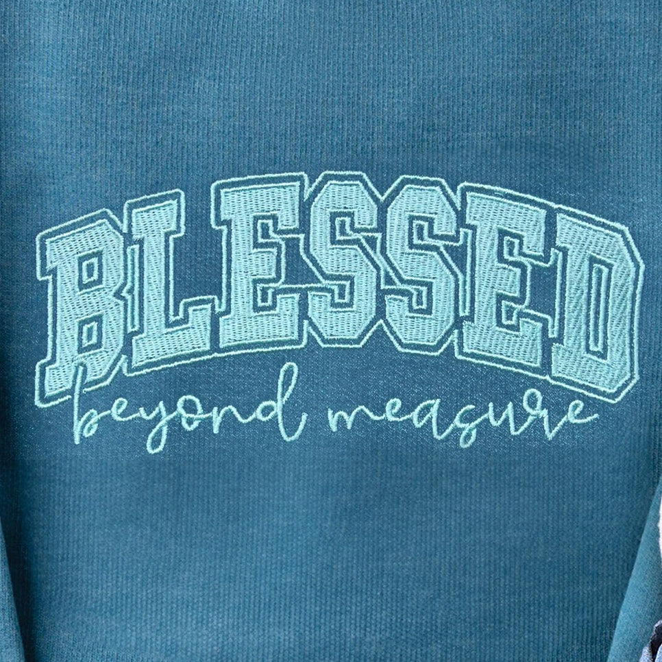 Embroidered Blessed Sweatshirt - 18 - Image 2