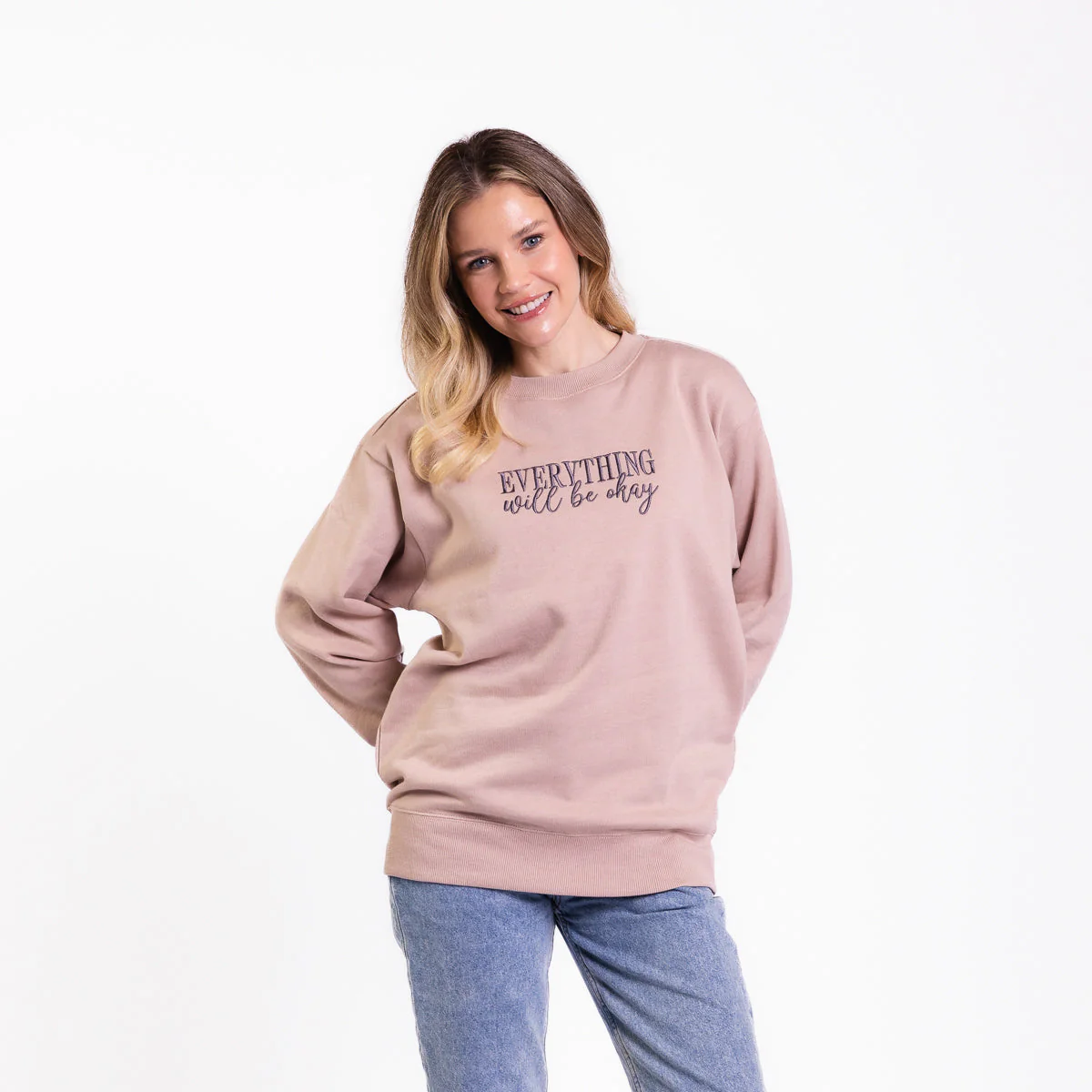 Everything Will Be Okay Embroidered Crewneck Sweatshirt - Image 2