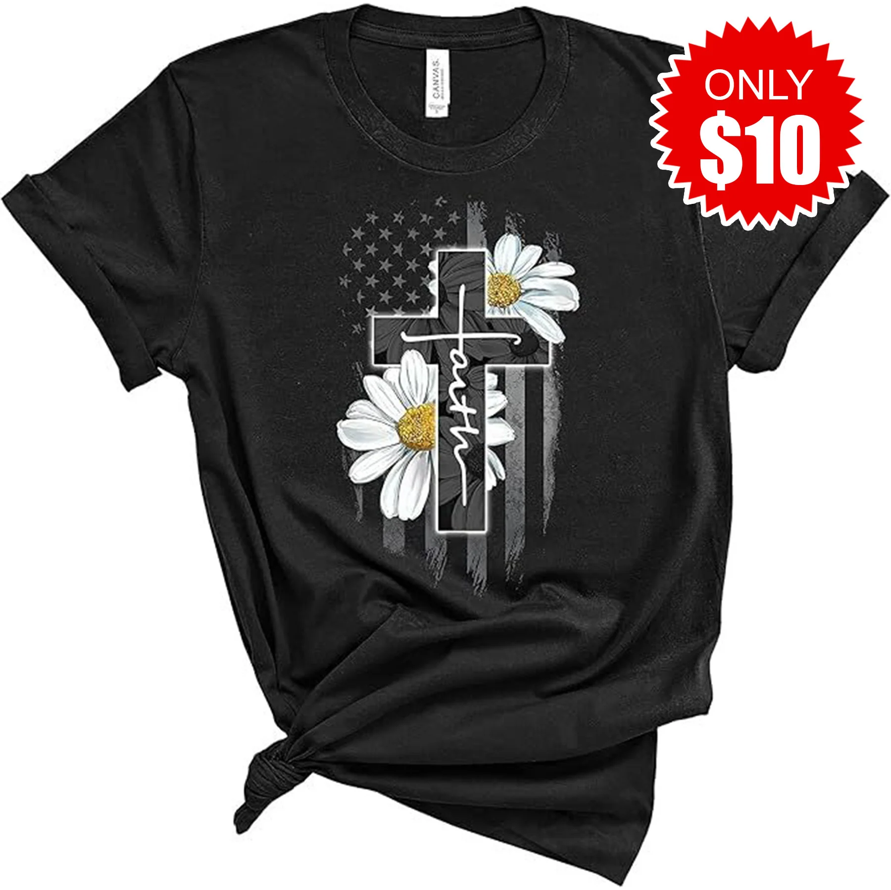 Faith Flag Daisy Tee - 10