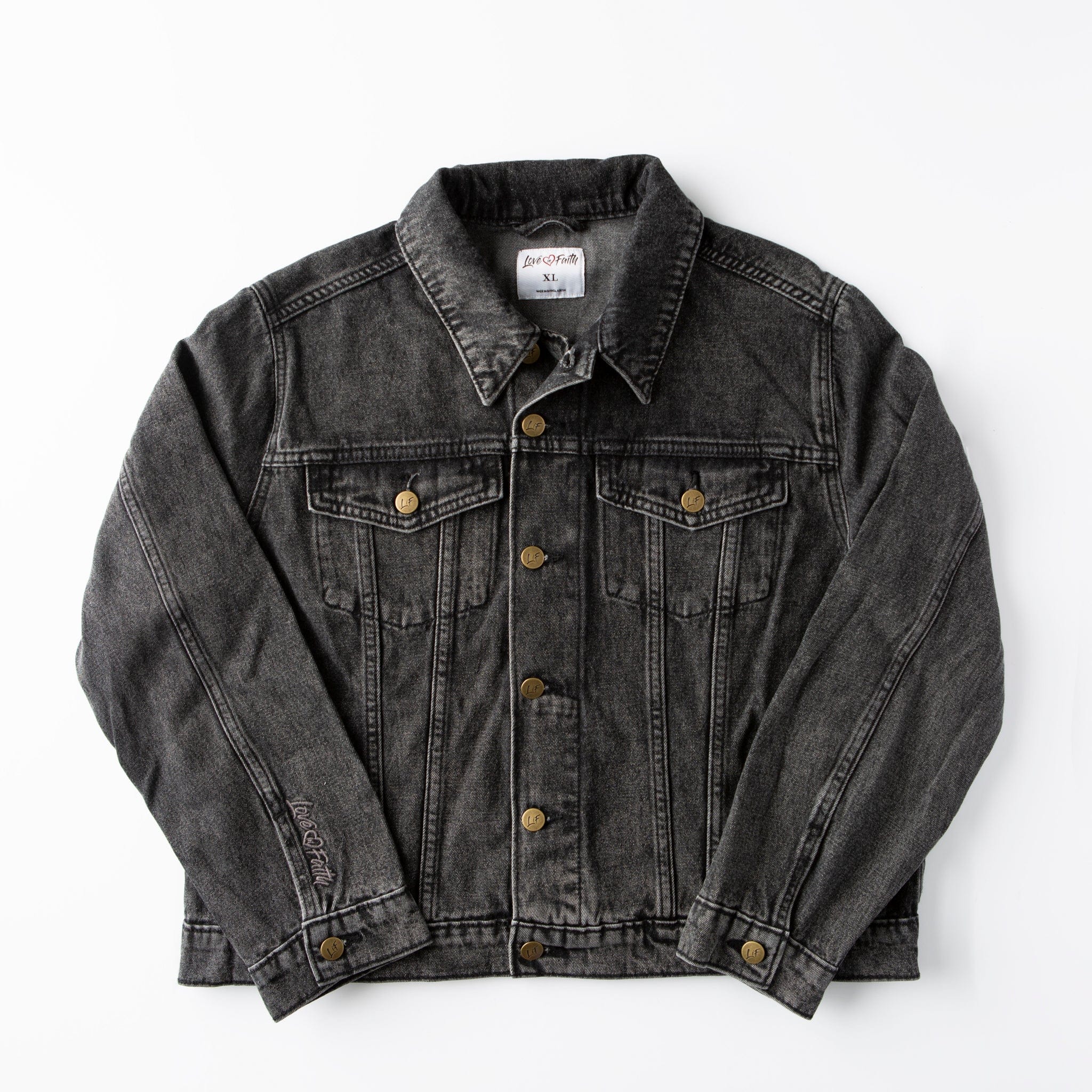 Vintage Washed Faith Over Fear Denim Jacket - Image 6