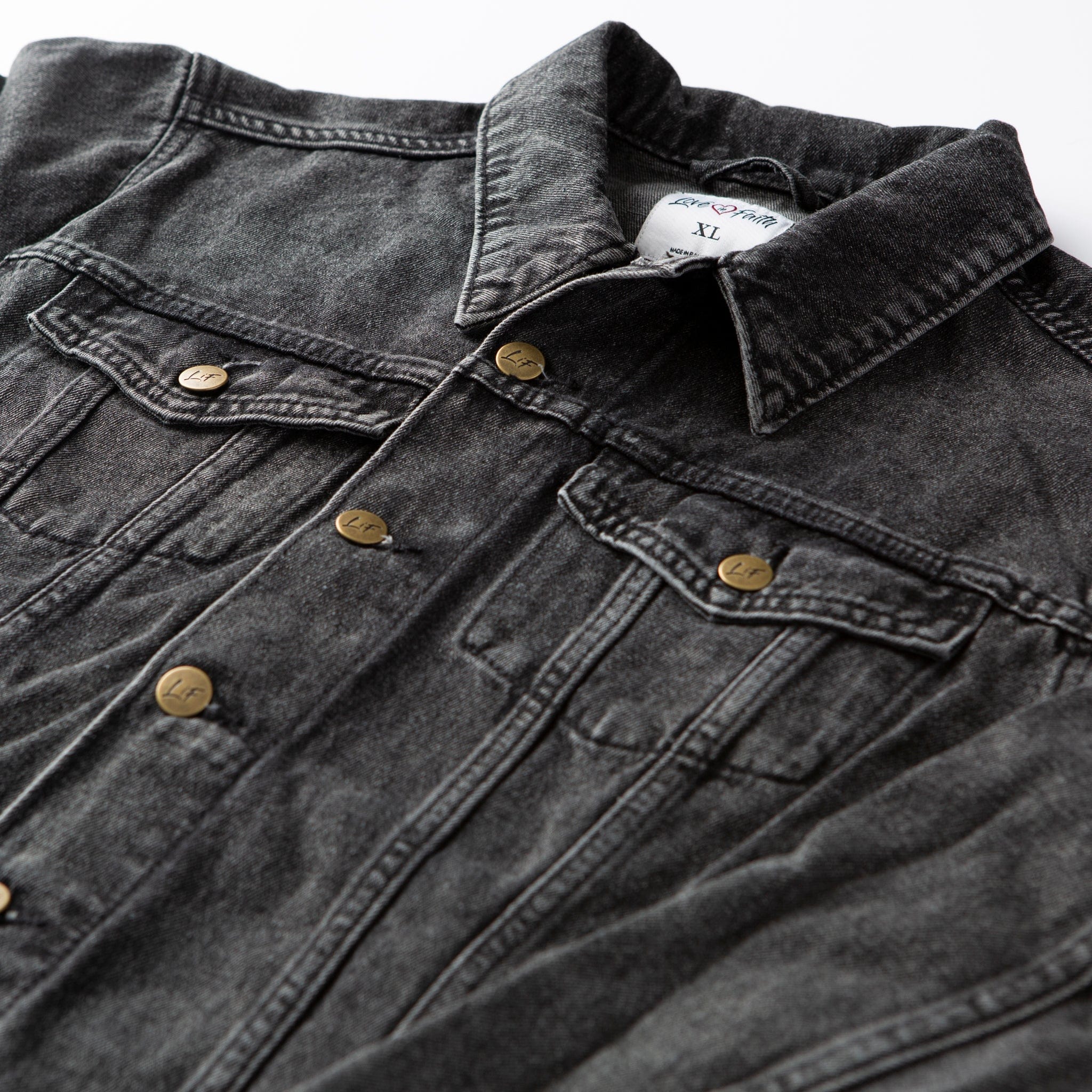 Vintage Washed Faith Over Fear Denim Jacket - Image 8