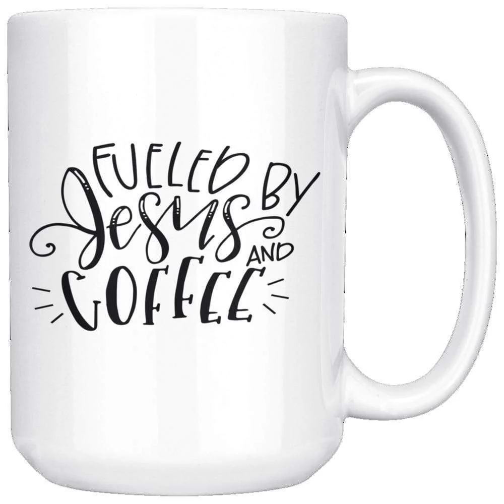 Fueled By Jesus And Coffee Mug 15oz - Image 2