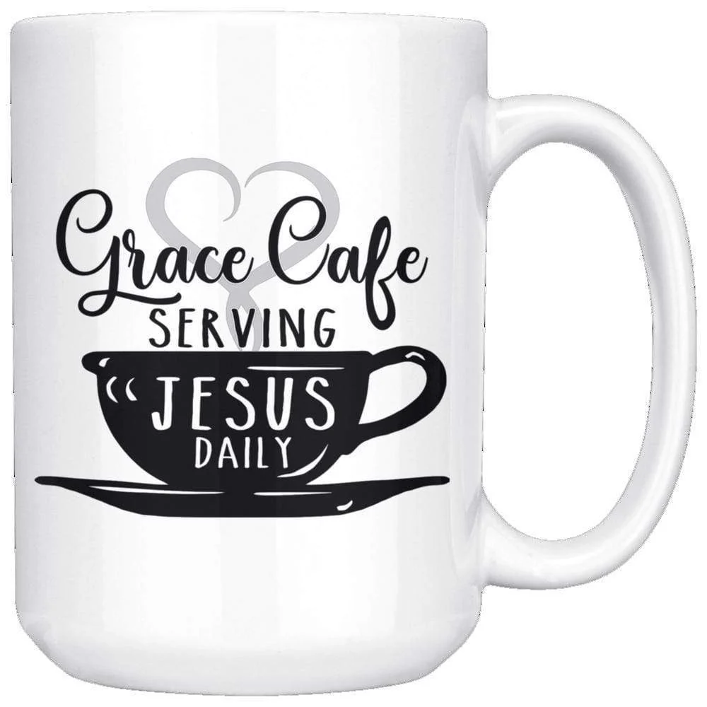 Grace Cafe Serving Jesus Daily Mug 15oz - Image 2