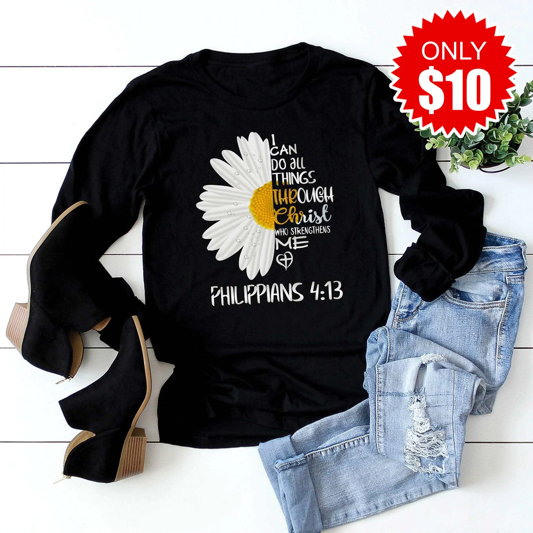 I Can Do All Things Daisy Long Sleeve - 10