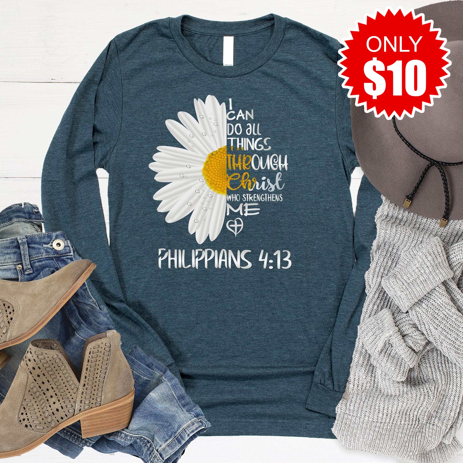 I Can Do All Things Daisy Long Sleeve - 10 - Image 2