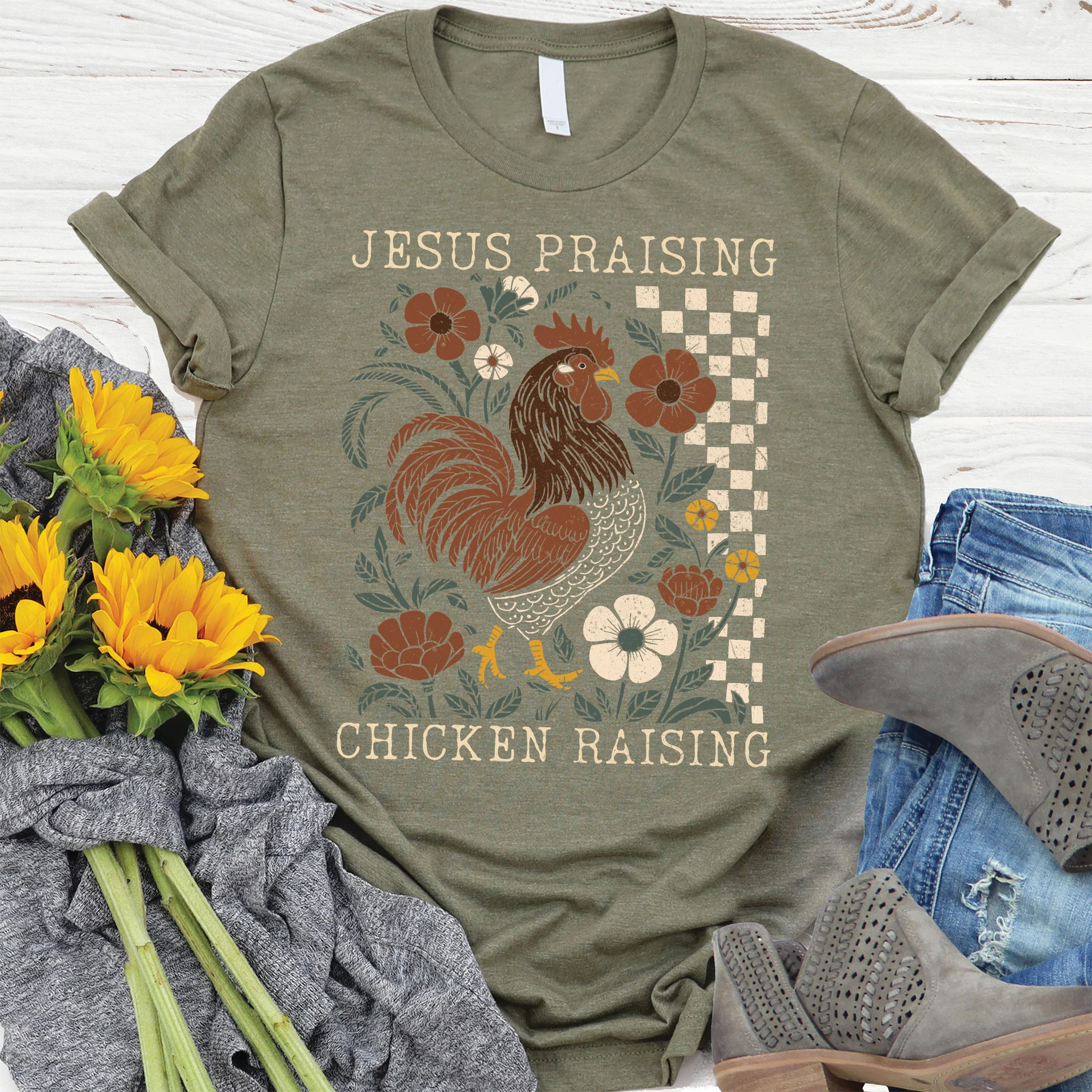 Jesus Praising Chicken Raising Tee