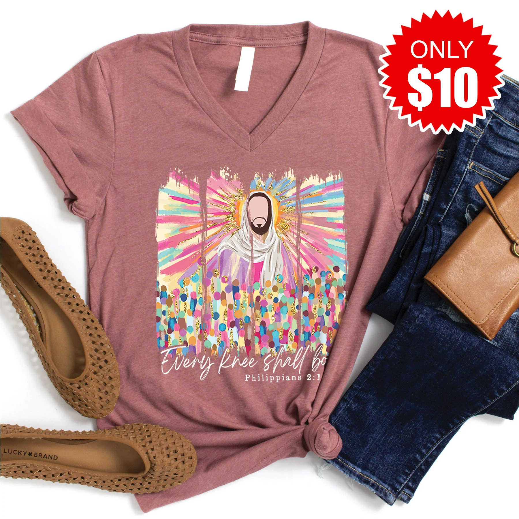 Jesus Watercolor V-Neck - 10