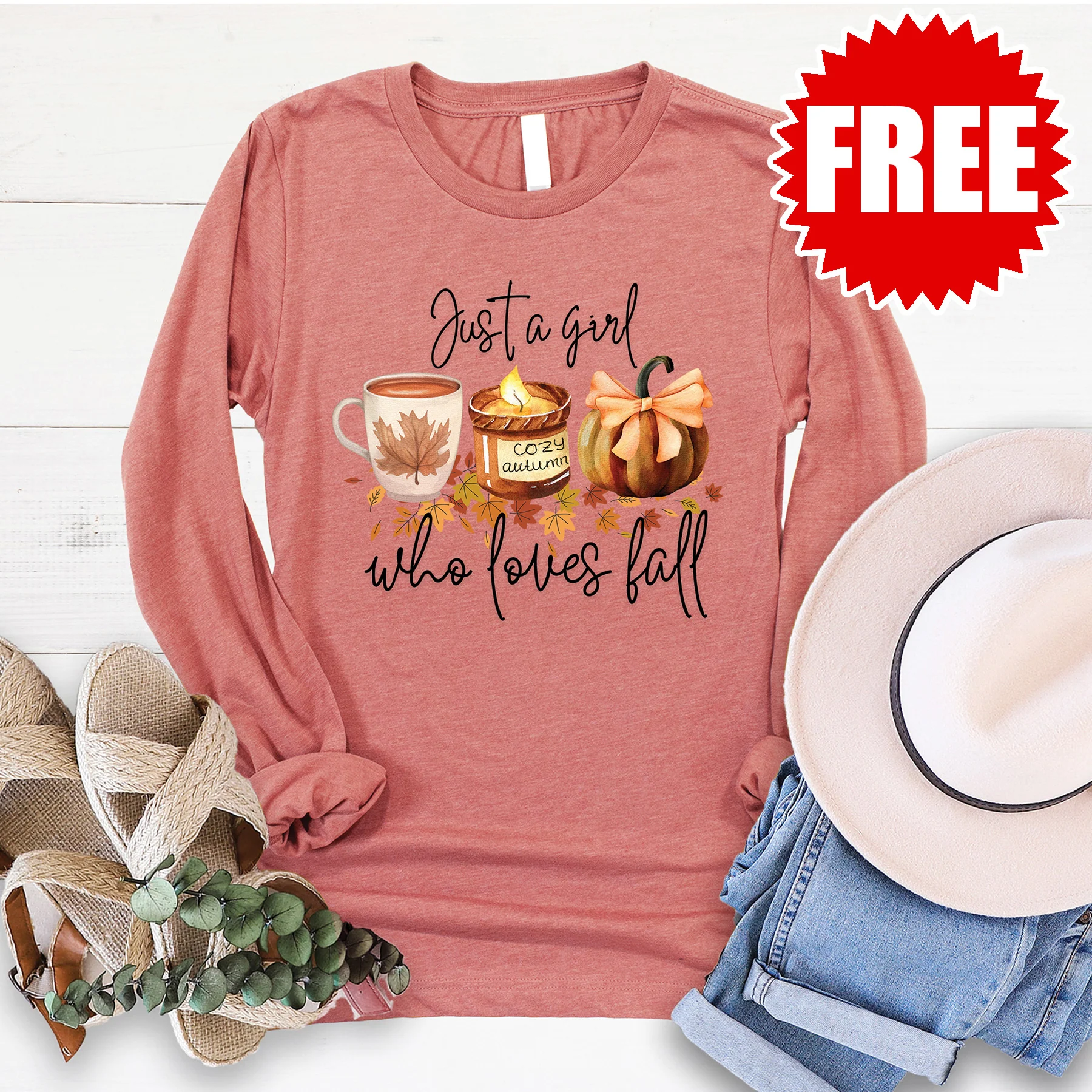 Just a Girl Long Sleeve - Heather Clay - 0