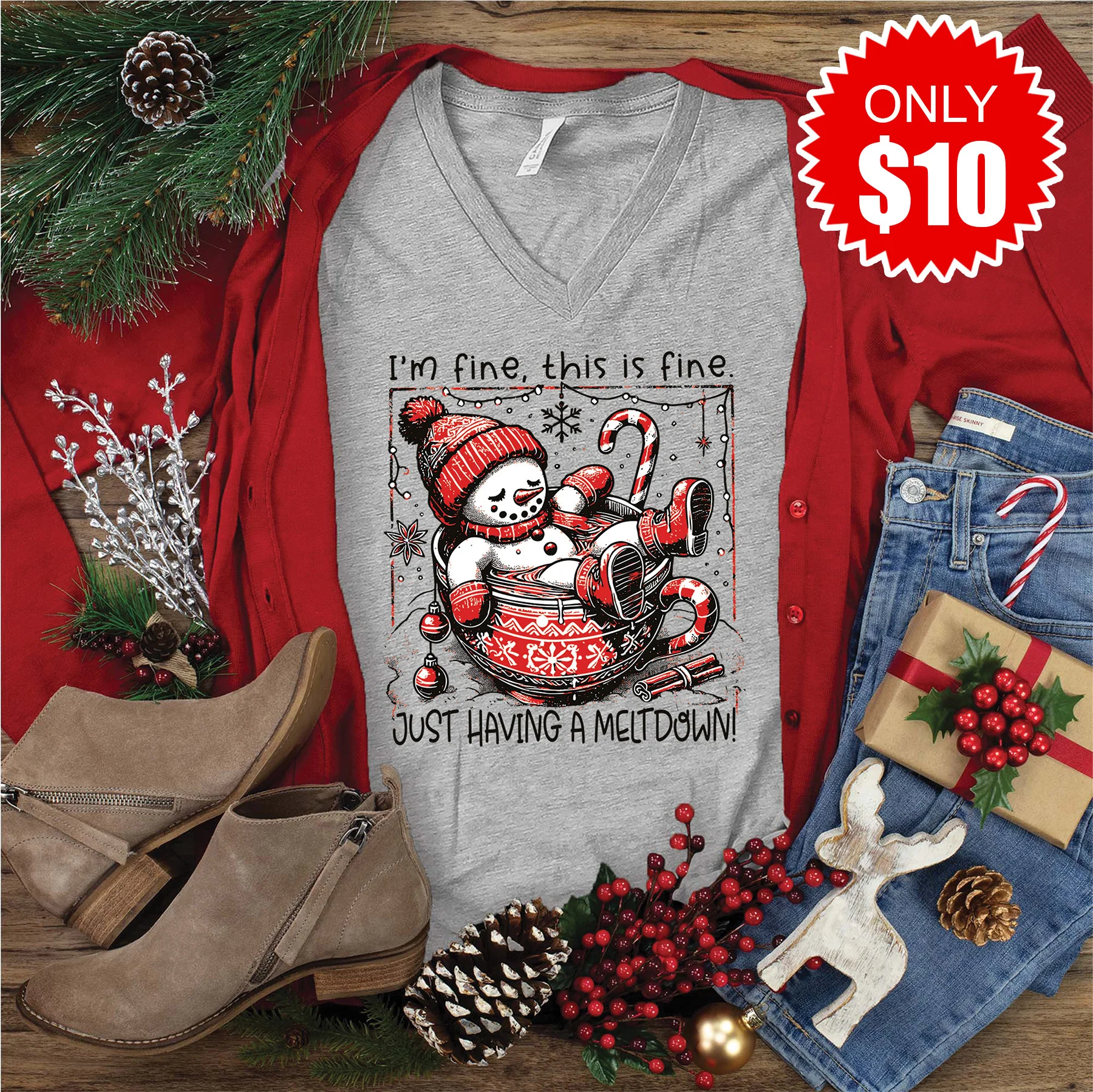 Just Having a Meltdown V-Neck - 10 - Image 2
