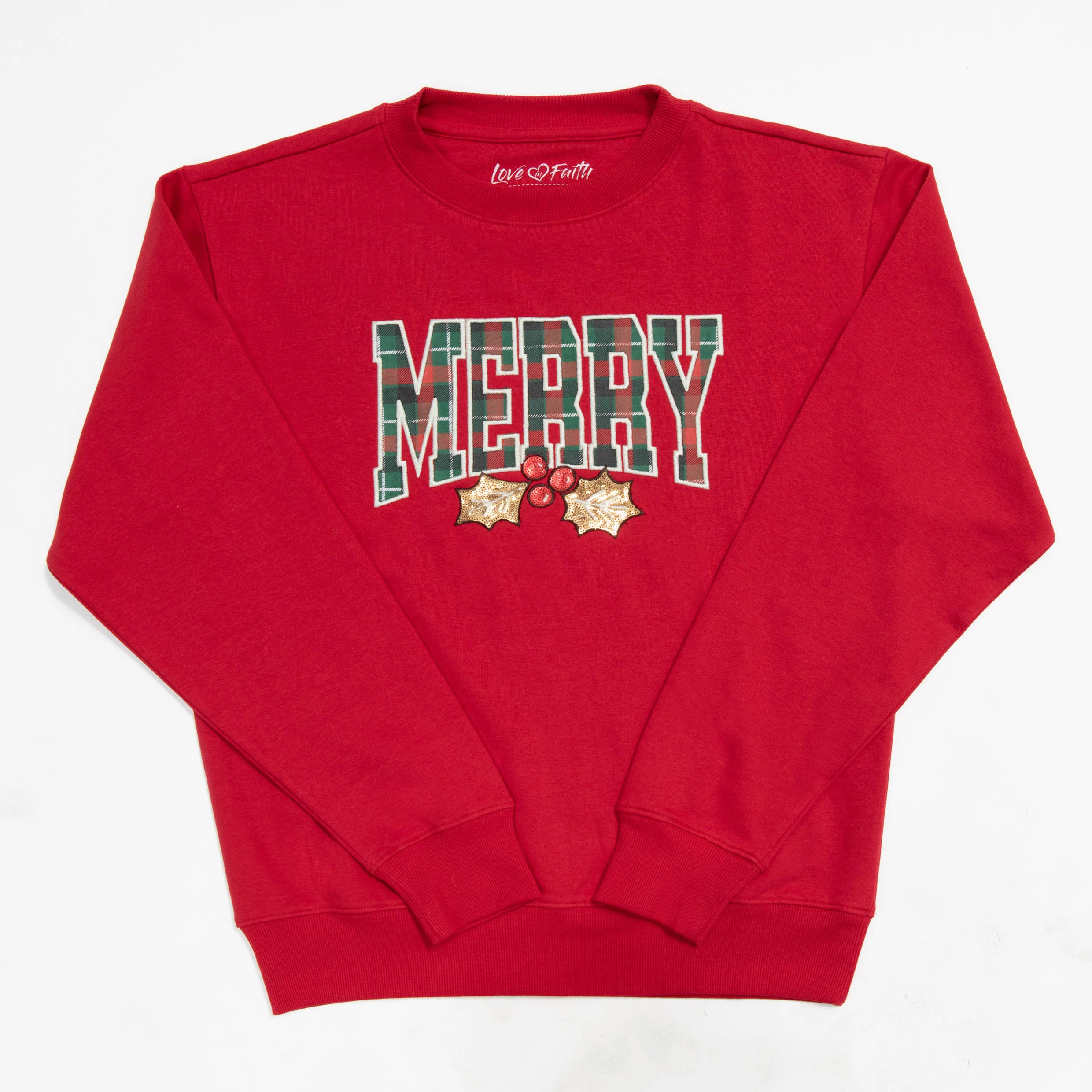 Plaid Merry Embellished Sweatshirt - 24 - Image 2
