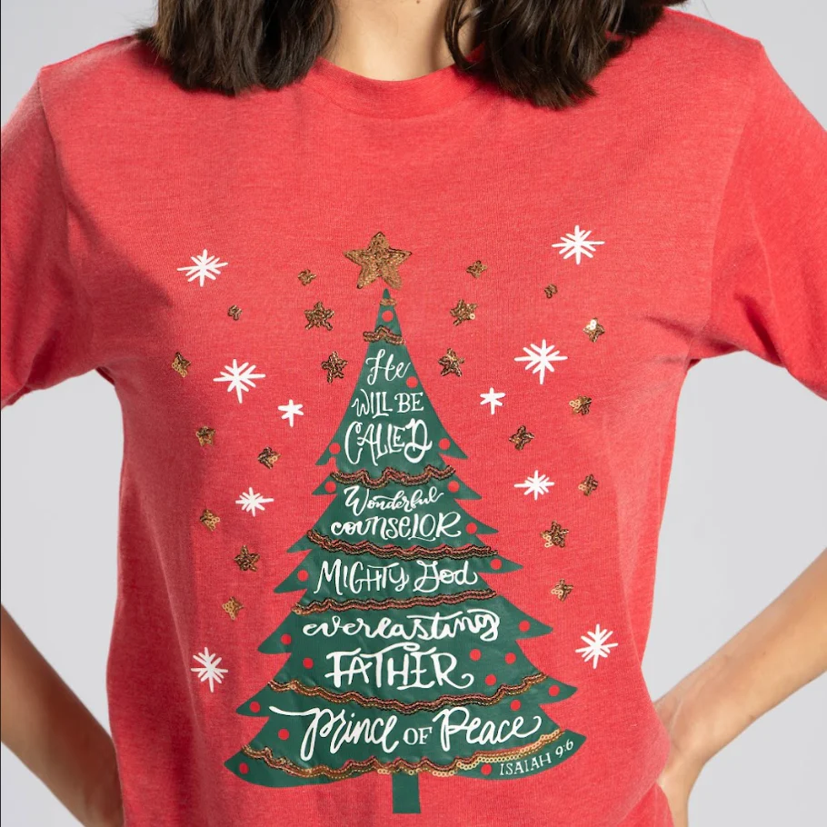 Prince of Peace Christmas Tree Sequin Tee - Image 4