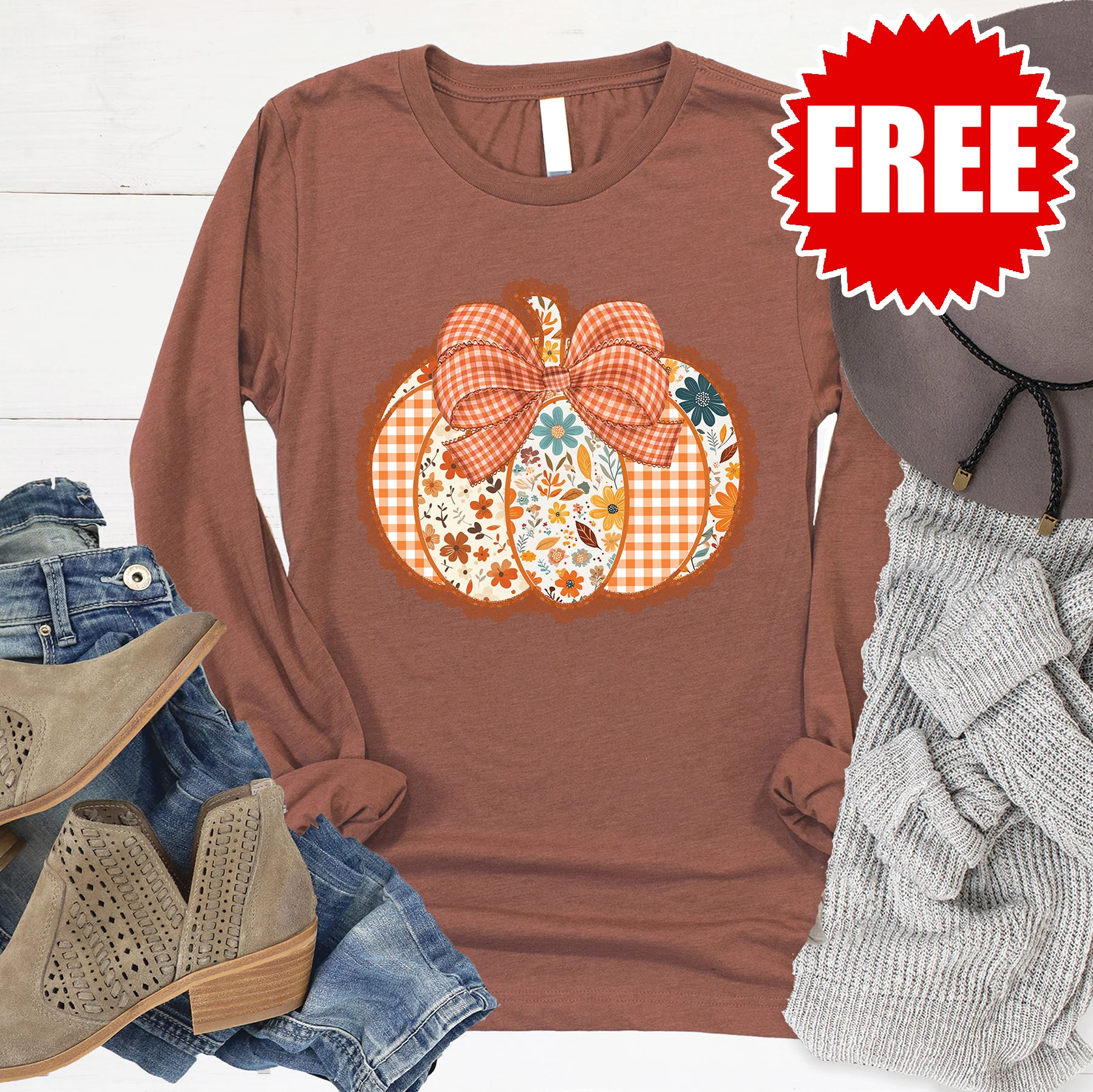 Pumpkin Long Sleeve - Heather Chestnut - 0