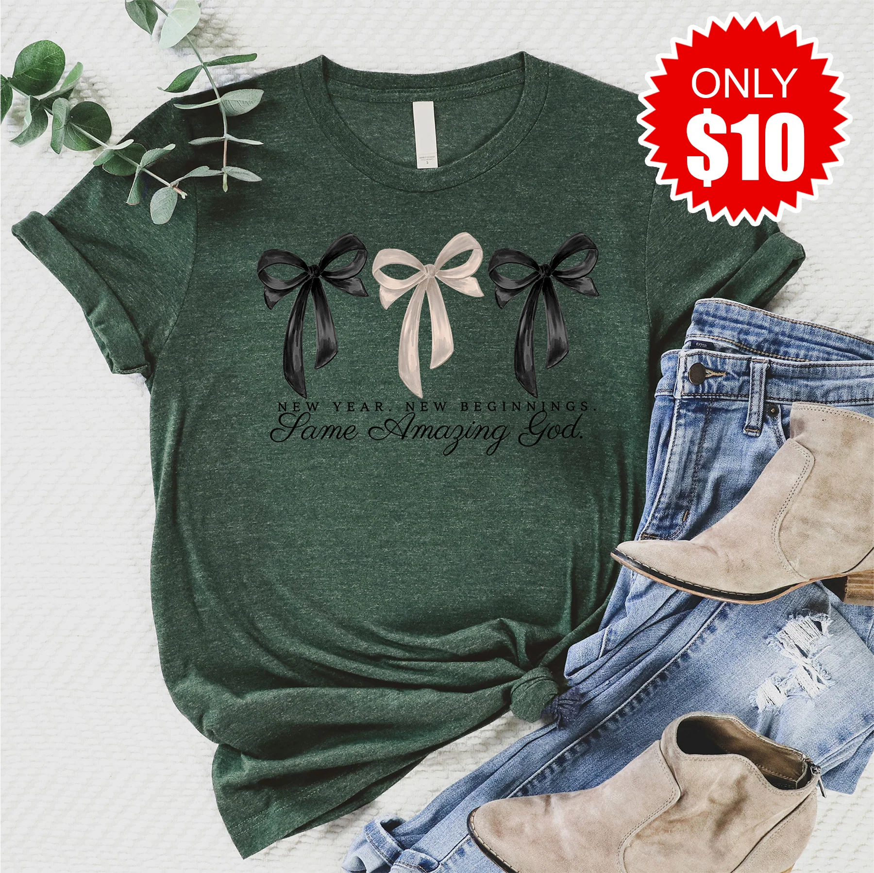 Same Amazing God Tee - Heather Forest - 10