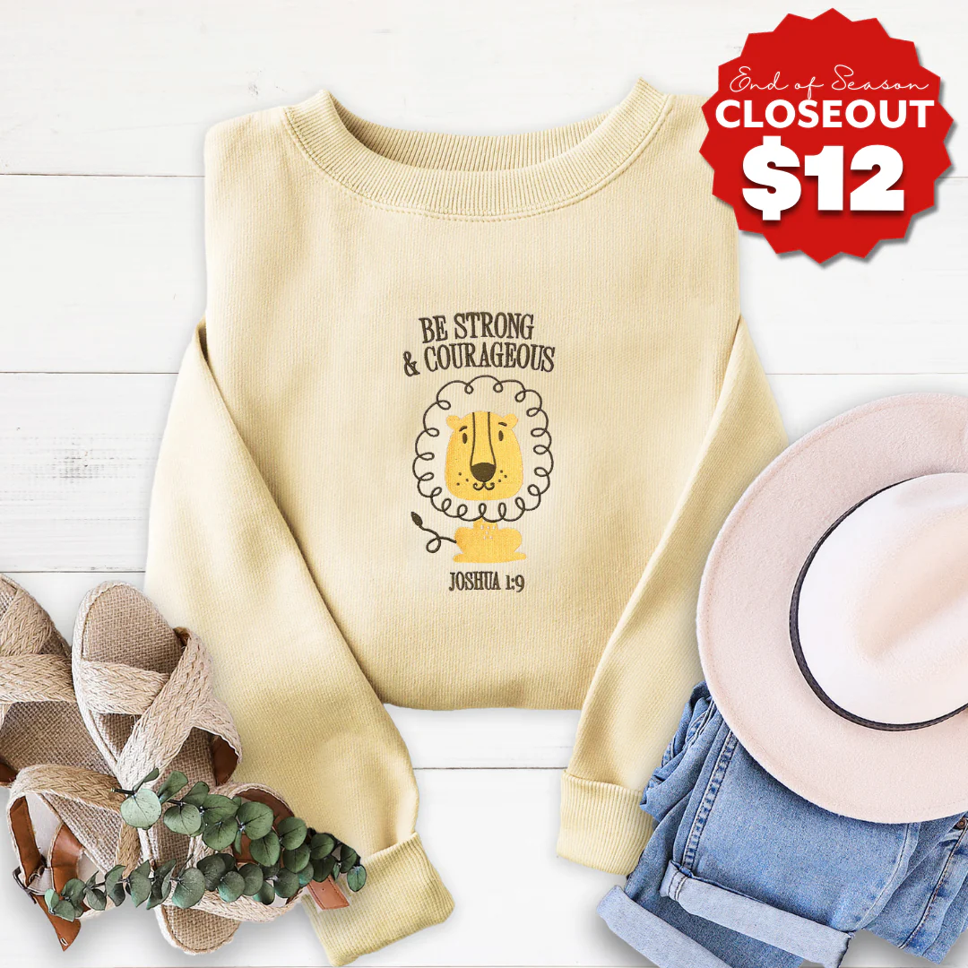 Strong and Courageous Embroidered Crewneck Sweatshirt