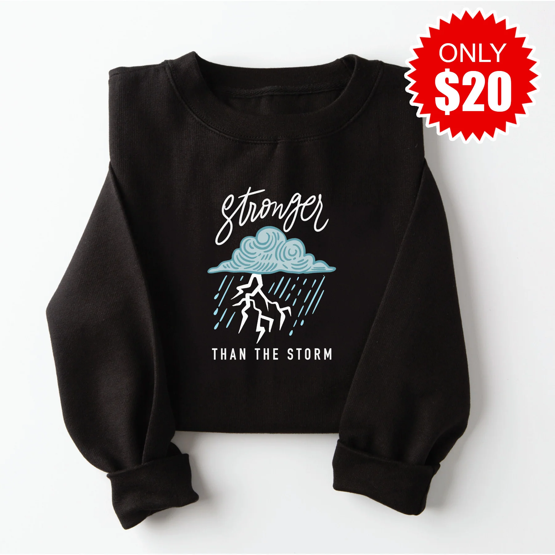 Stronger Cloud Embroidered Crewneck Sweatshirt - 20