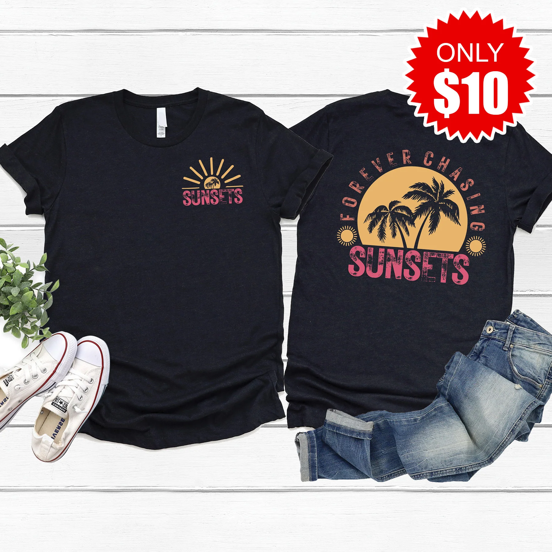 Sunsets Tee - Black - 10