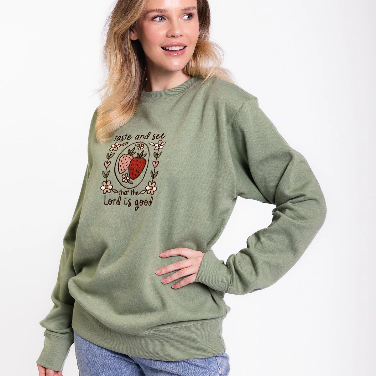 Taste and See Embroidered Crewneck Sweatshirt - Image 2