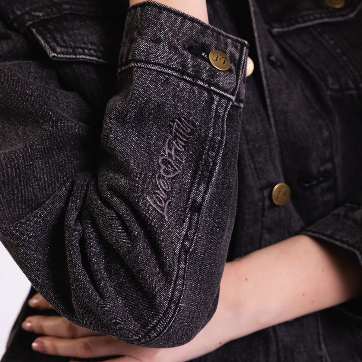 Vintage Washed Faith Cross Denim Jacket - Image 10