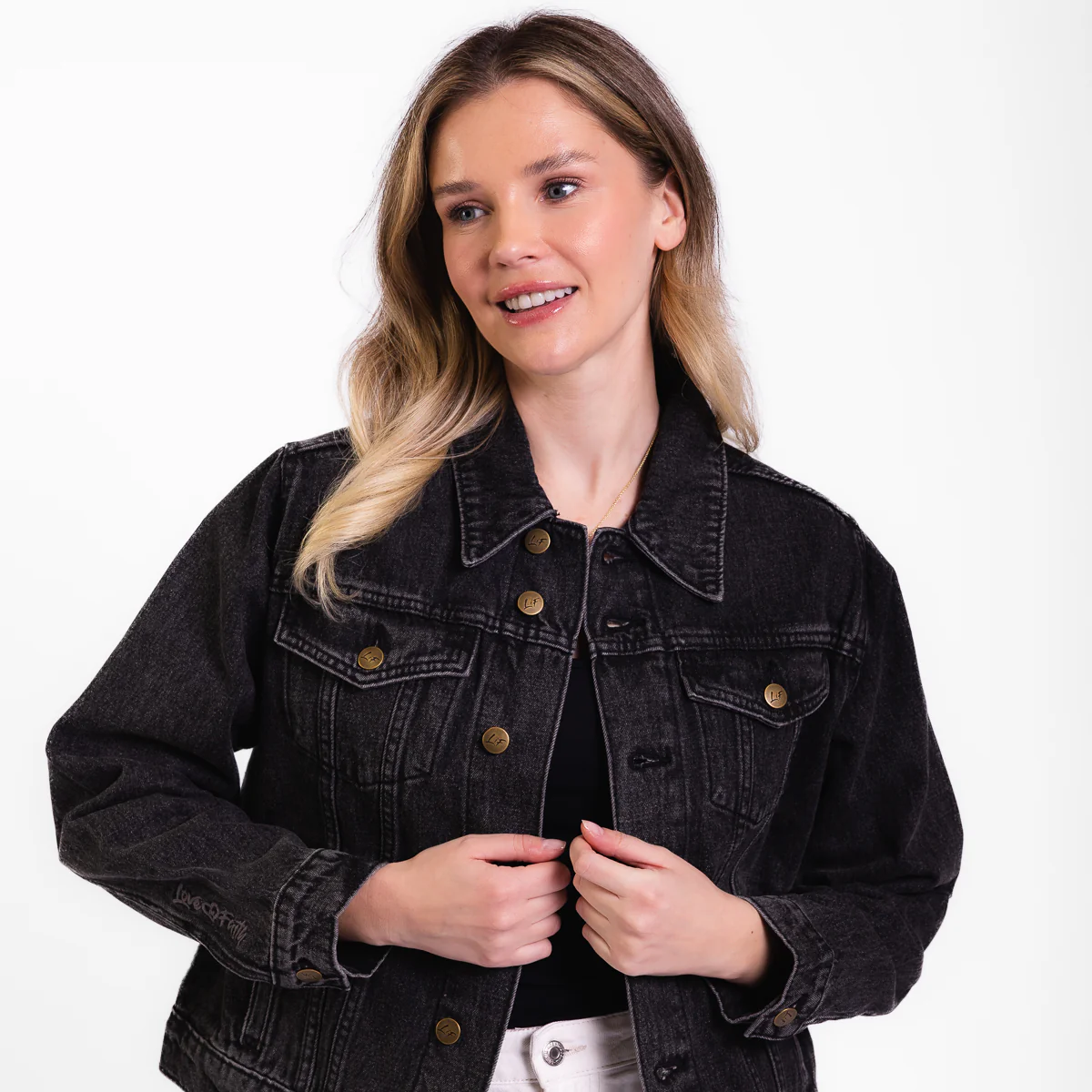 Vintage Washed Faith Cross Denim Jacket - Image 11