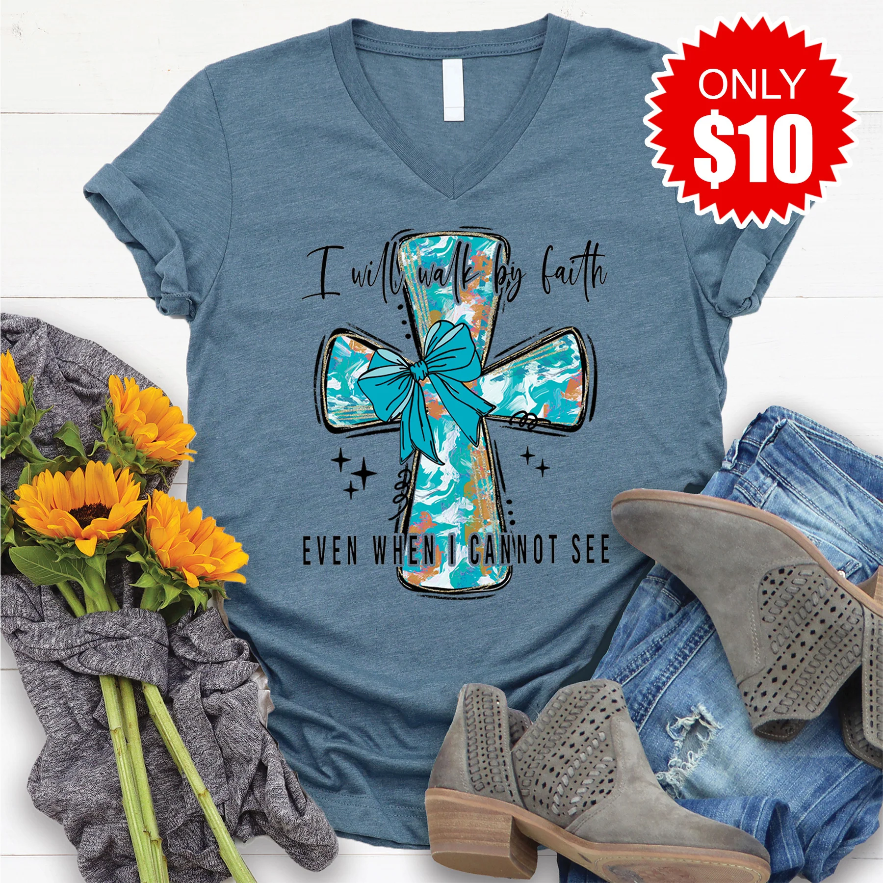 Walk By Faith V-Neck - 10