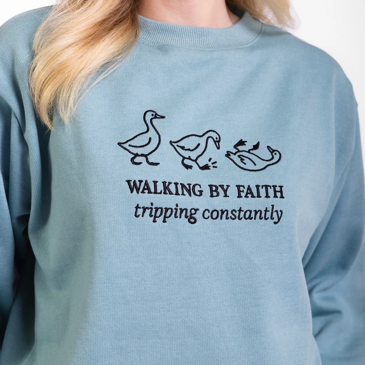 Walking by Faith Embroidered Crewneck Sweatshirt - Image 3