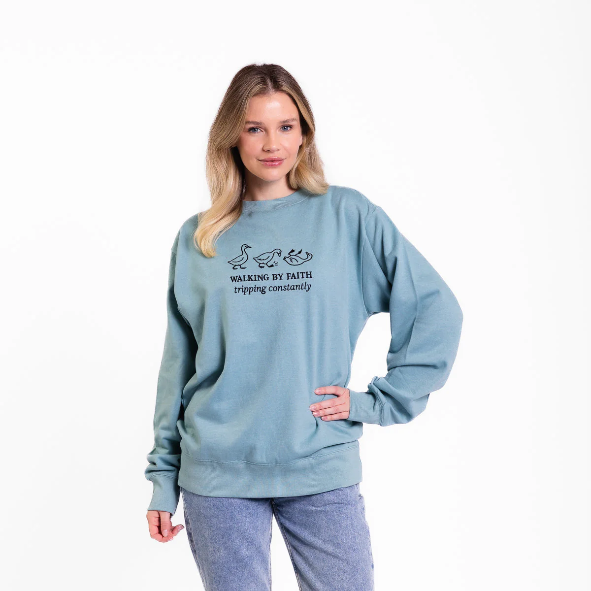 Walking by Faith Embroidered Crewneck Sweatshirt - Image 2