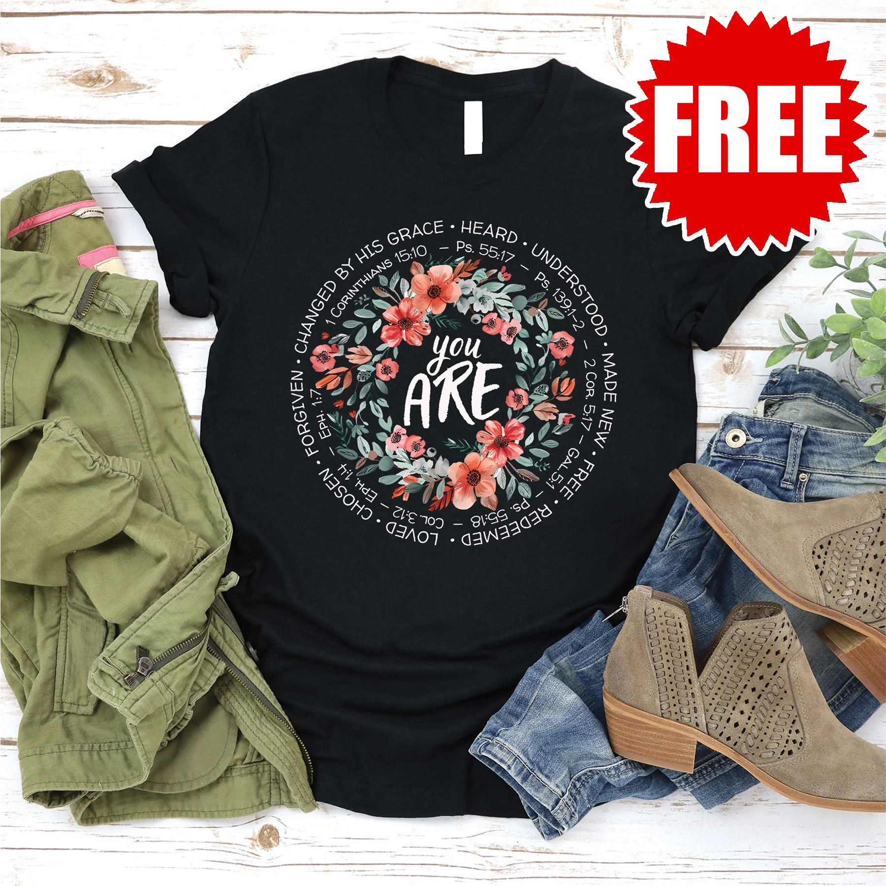 You Are Floral Wreath Tee - 0